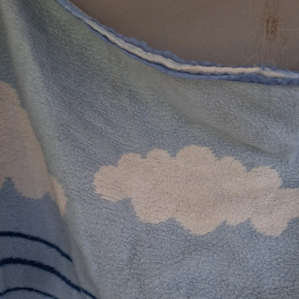 Vintage 80s‎ 90s Mora Goose Geese Soft Blanket Country Blue Dusty Rose Tulips...
